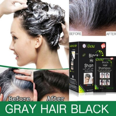 10 x 25ml DEXE Black Hair Shampoo in 5 Minuten Schwarze Haare für Men/Women