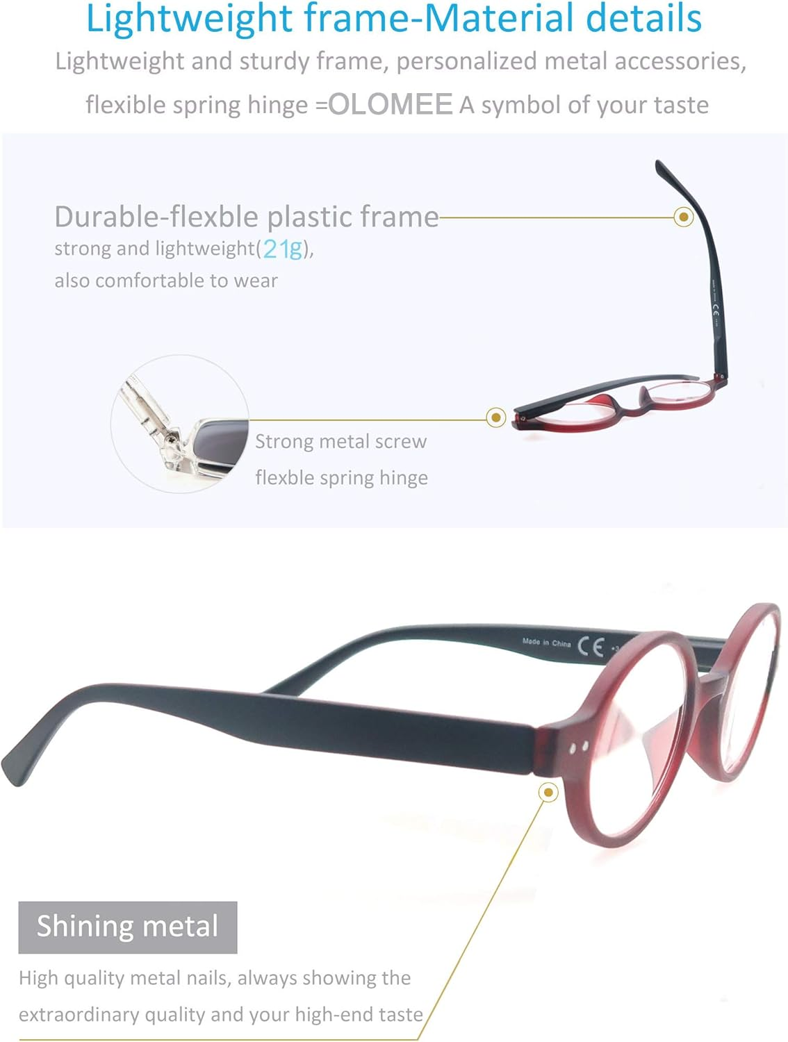 Reading Glasses Women Men Cute round Readers +1.50 Stylish Funky Lightweight ...-image