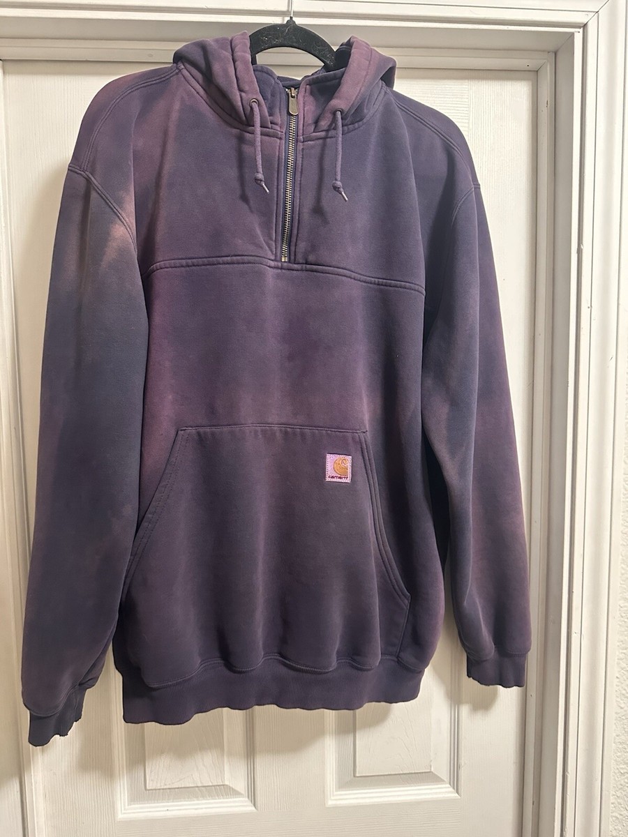 Carhartt Half Zip Hoodie Mens Large Purple Sun Faded Heavy