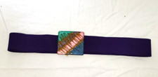 Bill Blass Purple Stretch Color Square Hook Fun Retro Belt Vintage 1980's