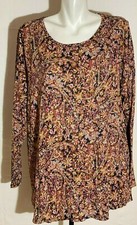 Lucky Brand Women Red Yellow Black Top Shirt Tunic 1X Cotton New NWT Plus Size