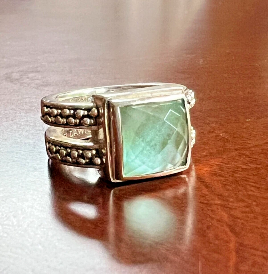 Кольцо морское Michael Dawkins из чистого серебра граненое Aqua, размер 6 - Изображение 3 из 4