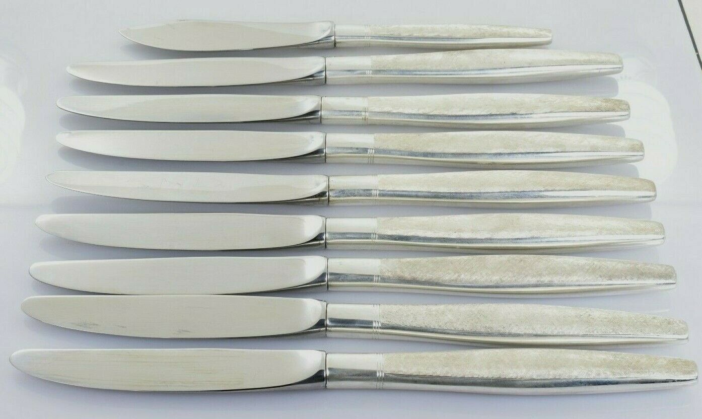 Kirk Stieff Florentine Knife Set of 8 Plus Master Butter Sterling Silver 9"