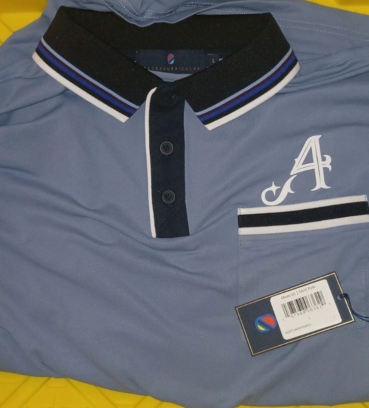 New 4 Four Aces Blue Grey Extracurricular LIV Golf Club Pocket Polo Shirt Large