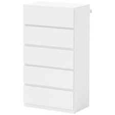 HOMCOM Bedroom Chest of Drawers, 5 Drawers Dresser, Drawer Unit, White