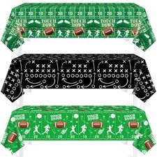 FVEOCR 3PCS Football Party Tablecloths Touchdown Table Cloth Green and Black