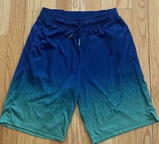 All In Motion Boys Athletic Shorts Size L 12/14 Blue Green