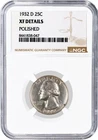 1932 D 25C Silver Washington Quarter NGC XF Details Polished Key Date Coin