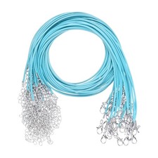 25 Pack 18" Waxed Necklace Cord,1.5mm Bracelet Cord with Lobster Clasp Sky Blue