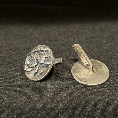 Sterling Silver Vintage Rustic Horses Round Cufflinks 1 1/8” Horse Racing! - Picture 6 of 9