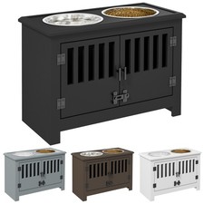 PawHut Dog Food Storage Cabinet with Bowls  Dog Feeding Station