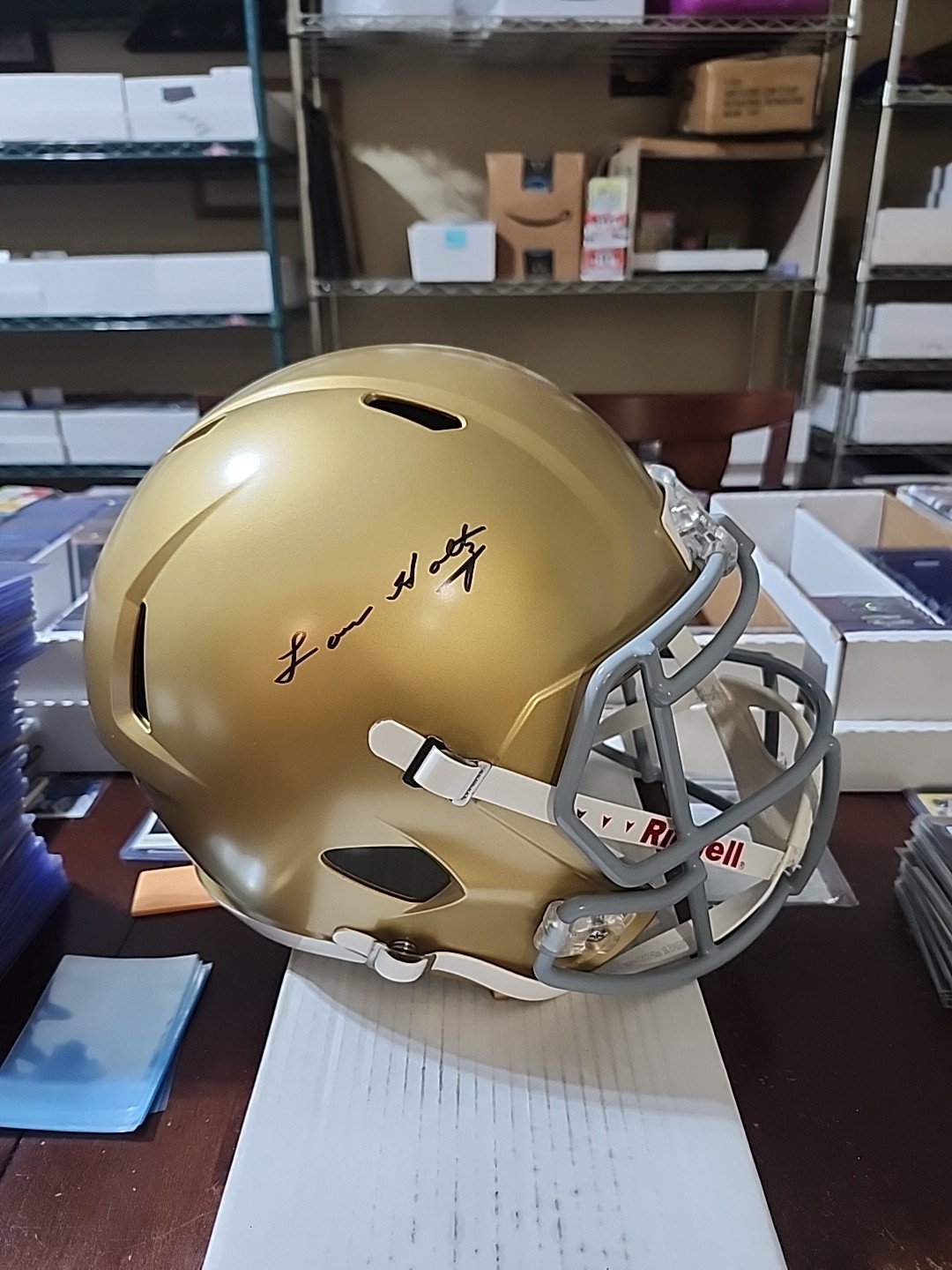 Lou Holtz Autographed Signed Notre Dame Fighting Irish COACH NOTRE DAME FIGHTIN IRISH GOLDEN FULL SIZE FANATICS!! 