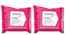 Bioderma Sensibio H2O Makeup Removing Wipes Micellar SENSITIVE SKIN 25ct Ea 2 PK