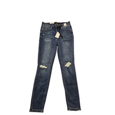 Judy Blue Mid Rise Skinny Fit Distressed Jeans Dark Blue DK Size 11/30 NWT