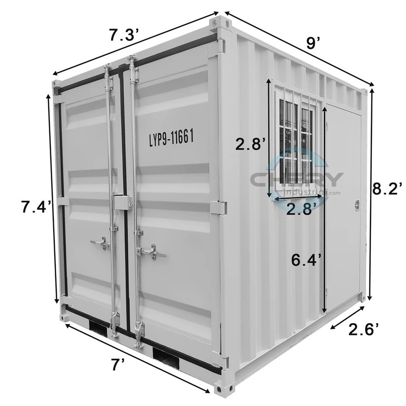 9ft Portable Storage Conex Box Container w/Lockbox & Windows | Office Workshop