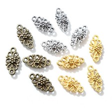 30pc Connector Charms 16x8mm Antique Silver Bronze Flower Pendant Jewelry Making
