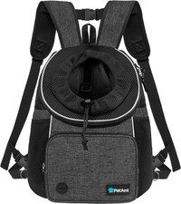 Adjustable Dog Cat Chest Carrier Backpack, Ventilated for Hiking Camping, Sm