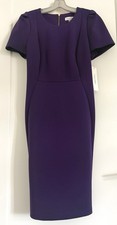 CALVIN KLEIN SHEATH DRESS, SHORT PUFF SLEEVE, PURPLE NIGHT, SIZE 6 NWT