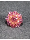 Vintage Costume Jewelry Pink Aurora Borealis Crystal Beaded Brooch Pin