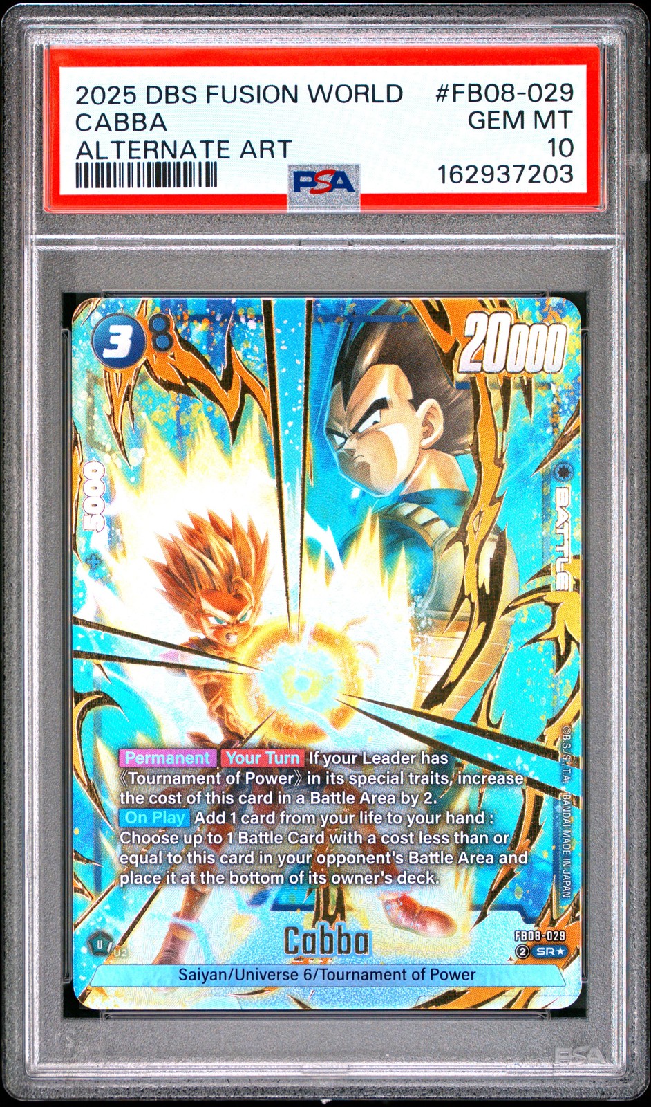 2025 DRAGON BALL SUPER CARD GAME FUSION WORLD SAIYAN'S PRIDE CABBA PSA 10 view 1