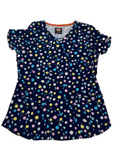 Dickies Multicolor Polka Dot Polyester Blend Scrub Top - S