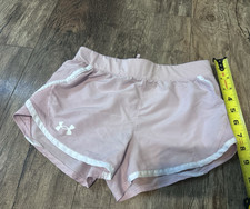 Under Armour Girls Pink Athletic Running Shorts Youth M Elastic Waist Pull On
