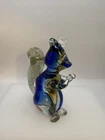 Murano Art Glass Squirrel FIgurine Blue Amber Hand-Blown w/Murano Label Vintage