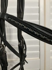 Plymouth Padded Dressage Bridle Black Leather Full Size Custom Crystal Browband