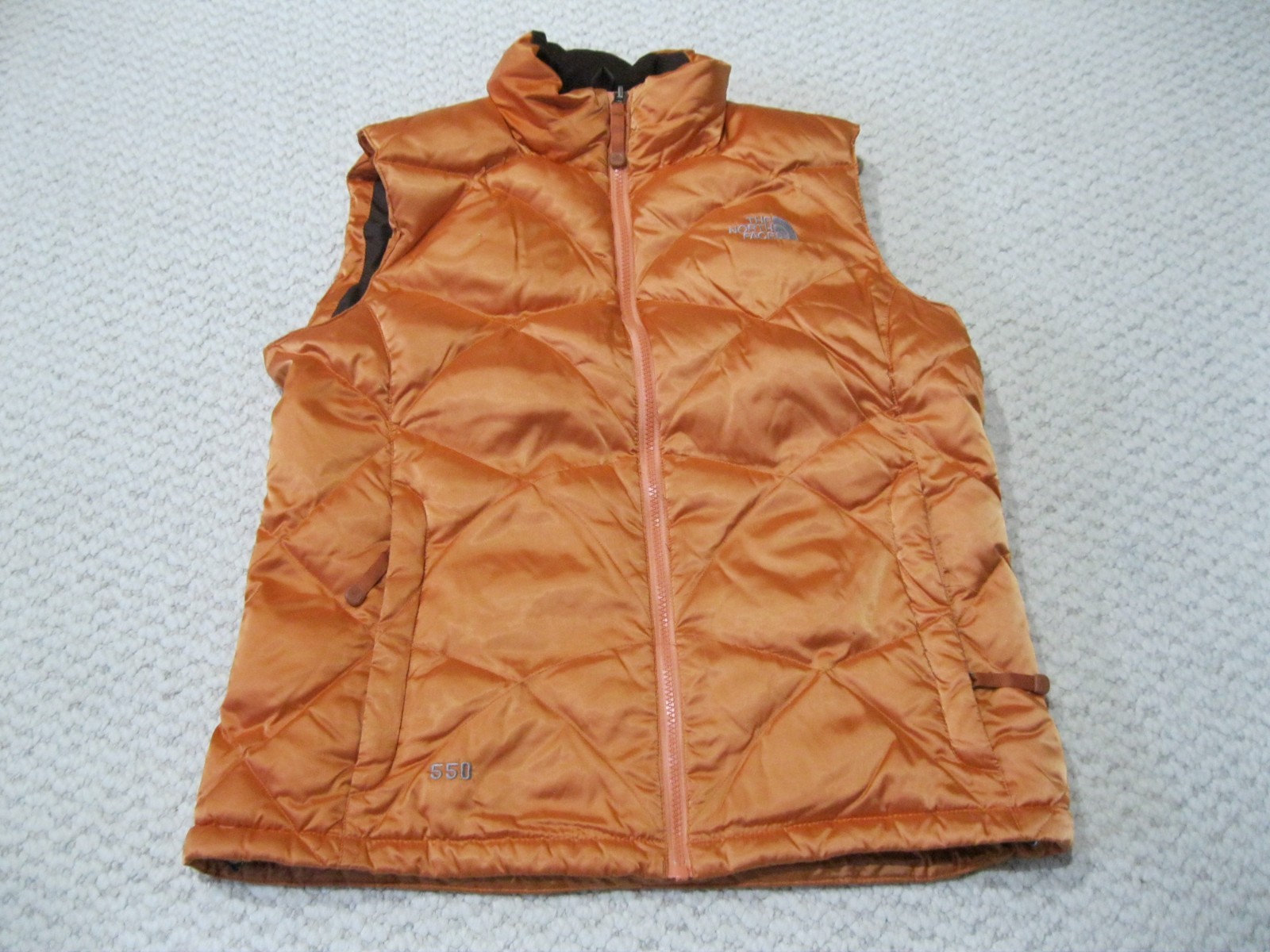 The North Face Nuptse 550 Down Puffer Packable Vest Jacket Orange Women Large