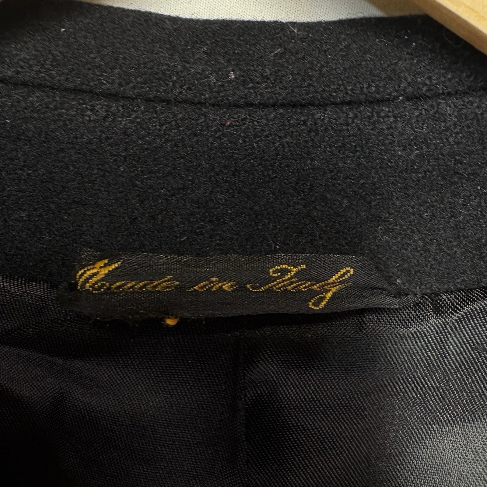 Metropolitan View Bloomingdales Mens 42L Black Wool Cashmere Overcoat Made Italy image 14