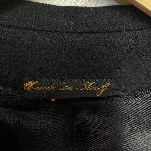 Metropolitan View Bloomingdales Mens 42L Black Wool Cashmere Overcoat Made Italy image 14