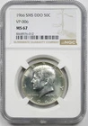 1966 SMS DDO 50C NGC MS 67 (VP-006) Kennedy Half Dollar Pop=29/8