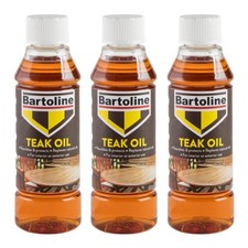3x Bartoline Teak Oil Wood Furniture Sealer Protector Exterior Interior 250mL 26.65 per litre