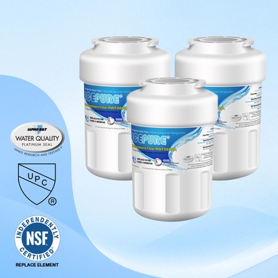 3-Pack GE MWF Refrigerator Water Filters - NSF 42 Certified, Fits Profile & Many GE Models