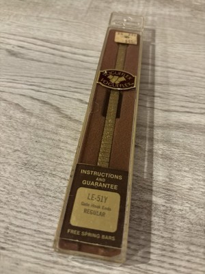 NOS Vintage Vogue strap GOLD TONE WATCH BAND LE-60Y Gate Hook Ends Regular Purp1