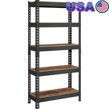 5 Tier Adjustable Metal Shelving Unit Heavy Duty Boltless Storage Rack New