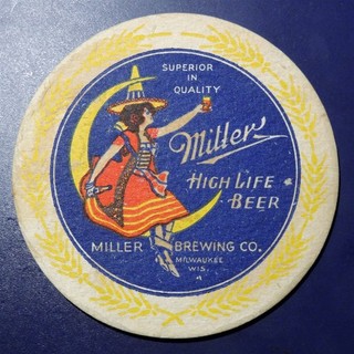 1933 World's Fair Miller High Life Beer Coaster Girl Over The Moon Hazel Thorud