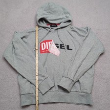 Diesel S-Alby Hoodie Mens Large Grey Box Logo Spell Out Sweatshirt L