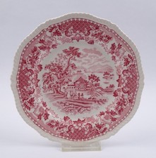 Vintage Seaforth Kuchenteller Wood & Sons Burslem England Keramik Rot Landhaus