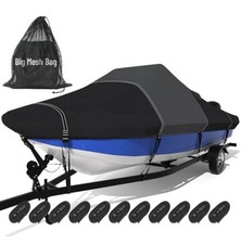 1600D+1200D Tearproof Center Console Boat Cover with 2" Wide. 20-22’ -Trailerin