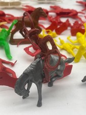 Huge Lot of Vintage Plastic Cowboys Indians Horses  More Various Makers