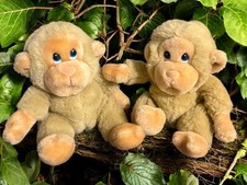 Vintage Russ Baby Chee Chee Plush 8" Monkey Stuffed Tan 90s 80s Lot Of 2 No Paci