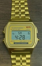Casio F-91W Style Watch - Gold Metal Band