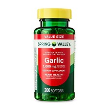 Spring Valley Odor-Controlled Garlic Softgels Value Size, 1,000 mg, 200 Count