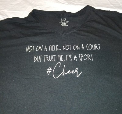 Uni-Sex George T-Shirt ''Trust Me, It's A Sport #Cheer'' Cheerleader Black 2XL