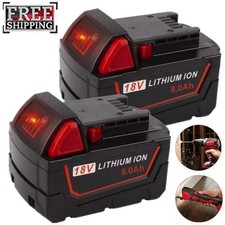 2Pack For Milwaukee 18V Tools for M18 Battery 48-11-1860 8.0AH Extended Capacity