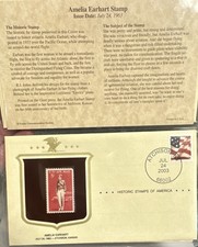 Product Image: 1963 8¢ Amelia Earhart Air Mail Stamp – Scott #C68 – Vintage U.S. PCS