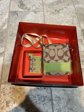 Image of Coach Signature Crossbody Bag Lime Green With Coach Wallet New in Box