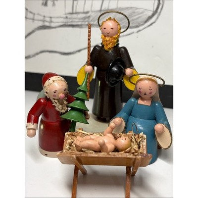 German Vintage Geschwister Steinbach Wooden Nativity