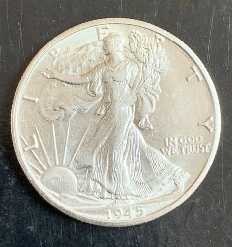 1945-D Mint BU Uncirculated Walking Liberty Half Dollar Silver
